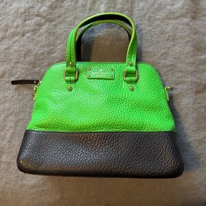 Kate Spade Vibrant Green and Navy Satchel